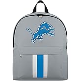 FOCO NFL Officially Licensed Team Color Primary Logo Solid Stripe Football School Bag Travel Backpack - Detroit Lions - Gray