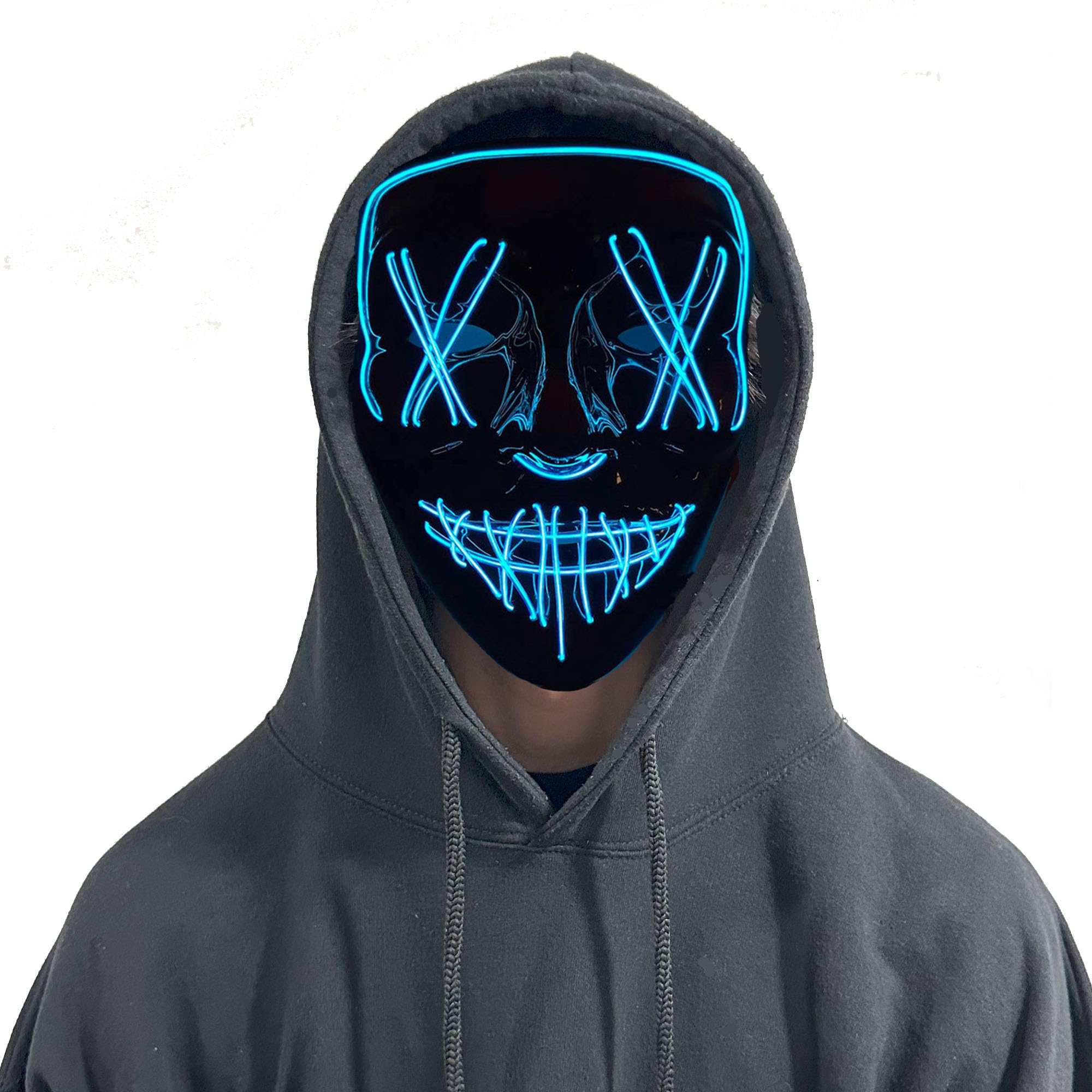 Stylex LED Halloween Mask Scary Light Up Mask Cosplay Fancy Dress Costume Carnival (Blue Crosses)