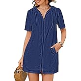 Bsubseach Terry Cloth Cover Up - Women 2026 Zipper Swimsuit Coverup Hooded Swim Robes Beach Coverups with Pockets