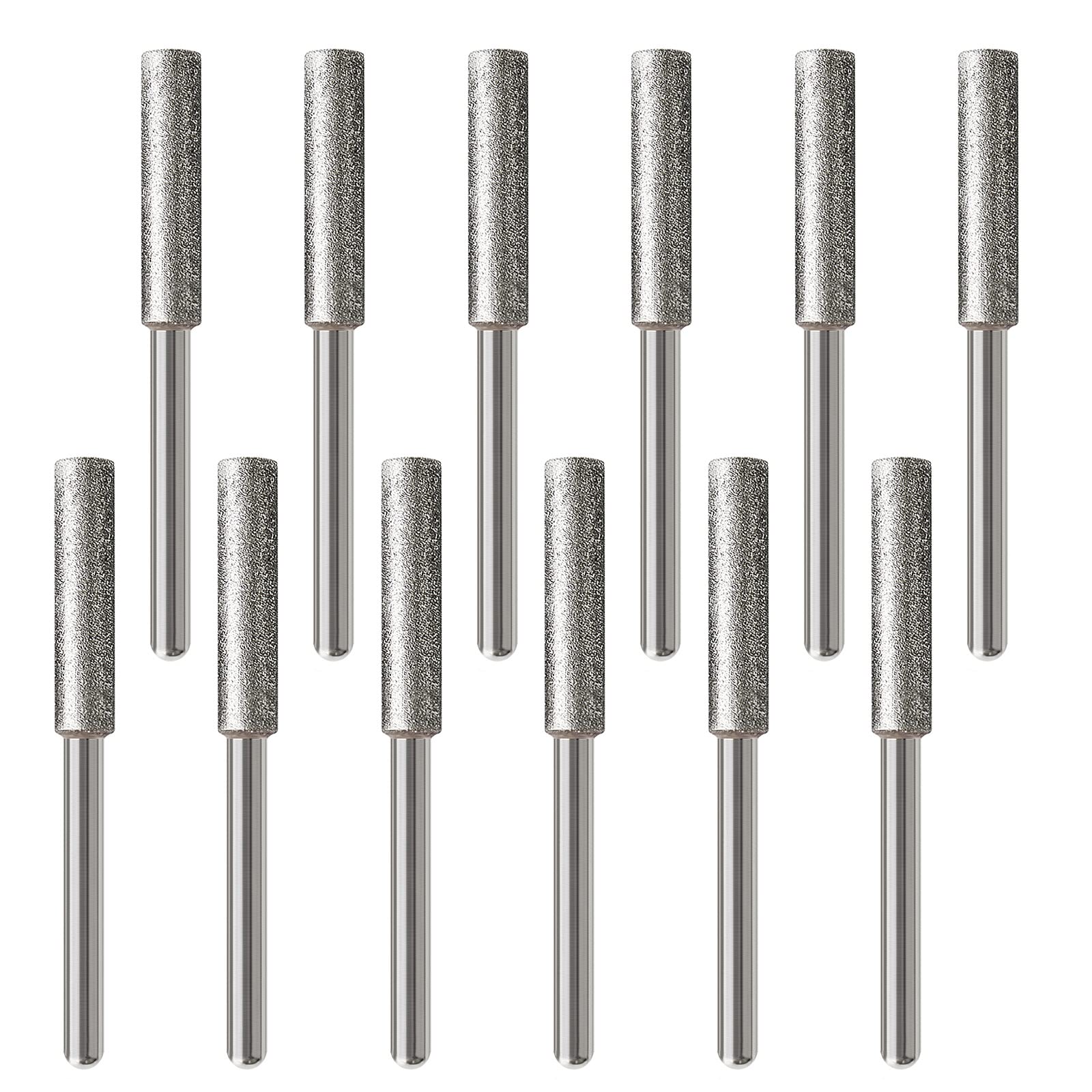 VGOL 12PCS 4.0mm Diamond Chainsaw Sharpener Burr Grinding Stone File Sharpening Polishing Grinding Tool for Chainsaw Grinder or Other Rotating Tool