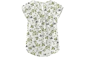 TASAMO Woman Shirts Basic Chiffon Round Neck Keyhole Back Pleated Casual Cap Sleeves Tee