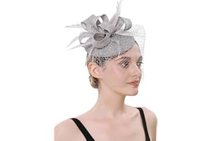 Focupaja Fascinators Hats Women Pillbox Hat Feathers Derby Headband Wedding Headwear Tea Party Hair Clip 20s 50s Top Hat