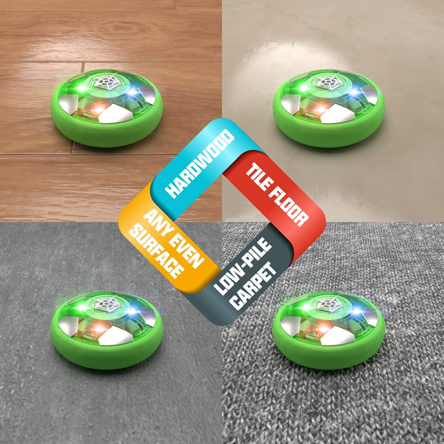 BABCOO Hover Soccer Ball Toy, Set of 2 Balls & 2 Goals, Indoor Toys for Kids with LED Light, Foam Bumper to Protect Furniture, Birthday Christmas for Boys and Girls: Toys & Games
