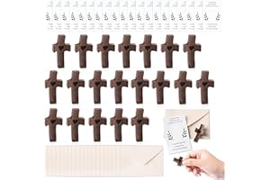 EYxsaxenk Wooden Cross Pocket Hug -20Set Cross My Heart Pocket Hug Gift with Encouragement Card Envelop Small Jerusalem Handheld Cross for Pocket Prayer Religious Keepsake Exchange Christian Gift