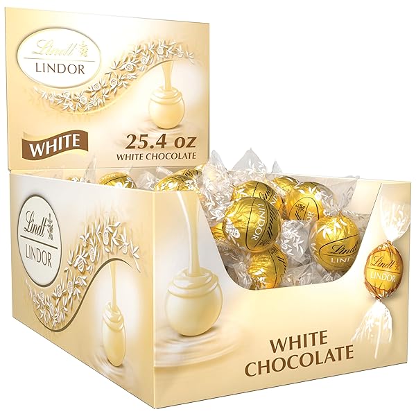 LINDT LINDOR WHITE CHOCOLATE CANDY TRUFFLES, WHITE CHOCOLATE...