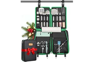 FANGSUN Camping Cooking Utensils, 16 PCS Portable Camping Kitchen Set with Grill Accessories, Camp Gifts for Men Dad, New Year‘s Presents for RV, Hiking, Picnic, Backpacking