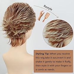 TISHINING Short Mixed Blonde Pixie Cut Wigs for