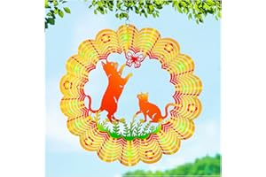 TIGGSY Cat Wind Spinners Cat Gifts for Women/Men 12 inch 3D Stainless Steel Hanging Wind Spinner Metal Wind Catchers Kinetic Sculpture for Indoor/Outdoor Decor, Yard Art, Garden Decorations