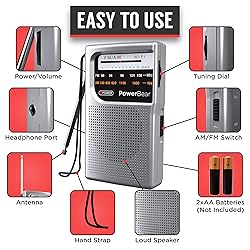 PowerBear Portable Radio | AM/FM, 2AA Battery