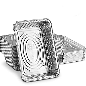 Propack Disposable Aluminum Oblong Foil Pans, Food Containers, With Foil Lids, 2 ¼ lb. Food Storage Containers Pack Of 20