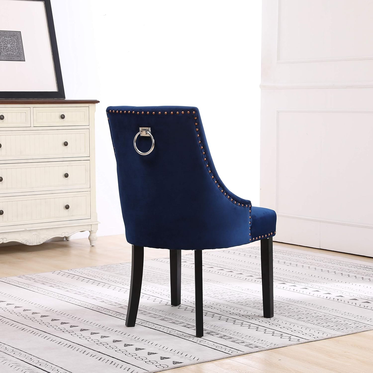 Super Saturday Neo reg 2x High Back Studded Velvet Dining Chair Button