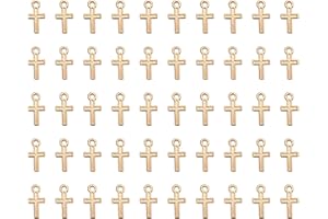 Ruwado 50 Pcs Mini Cross Charm Metal Mini Pendant Beads for Jewelry Making Finding Necklace Bracelet Earring Keychain DIY Gift Idea Handmade Craft Accessories