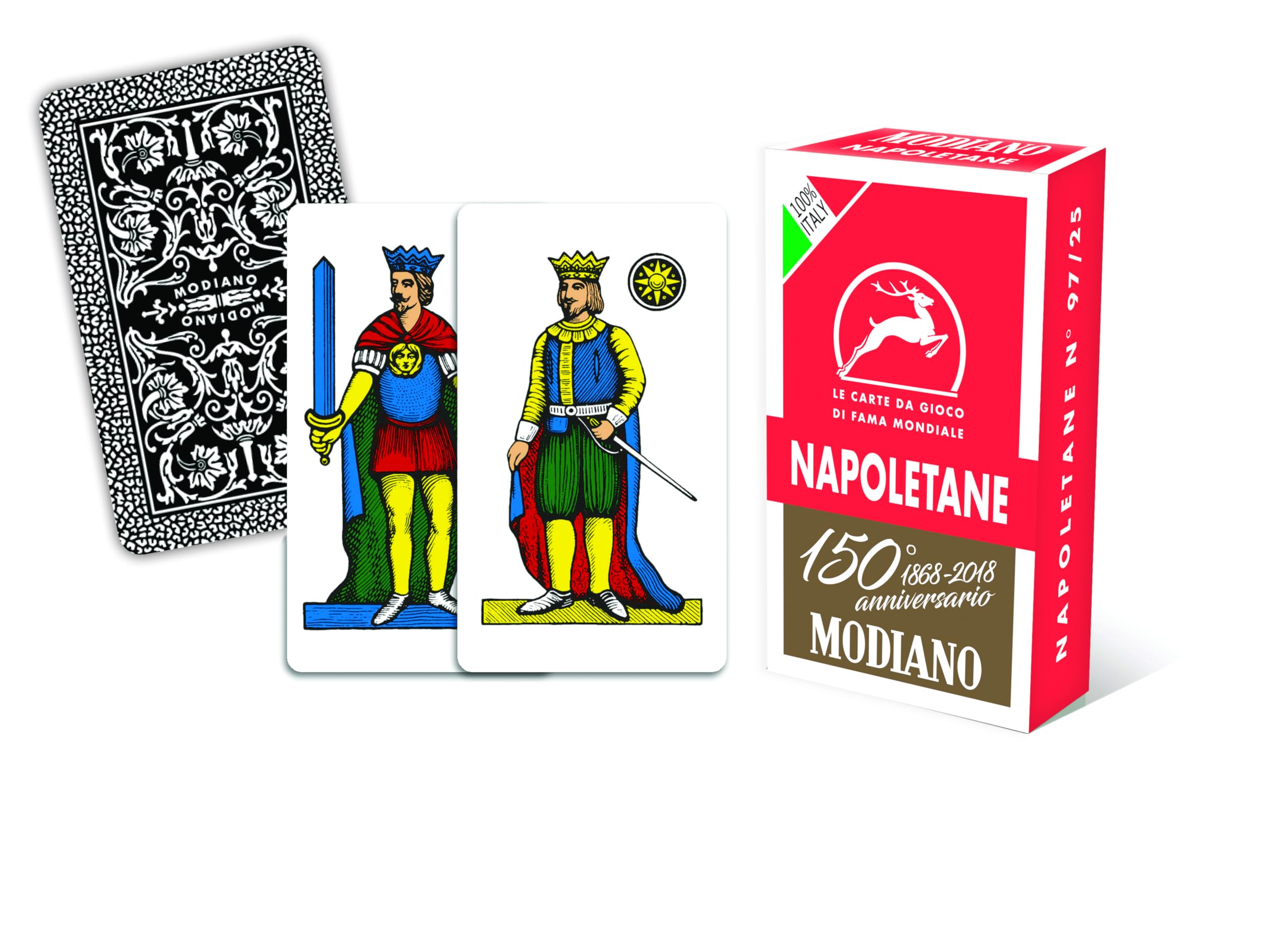 Modiano - Neapolitan Cards of 150 Years, Red Color, Medium, 300080