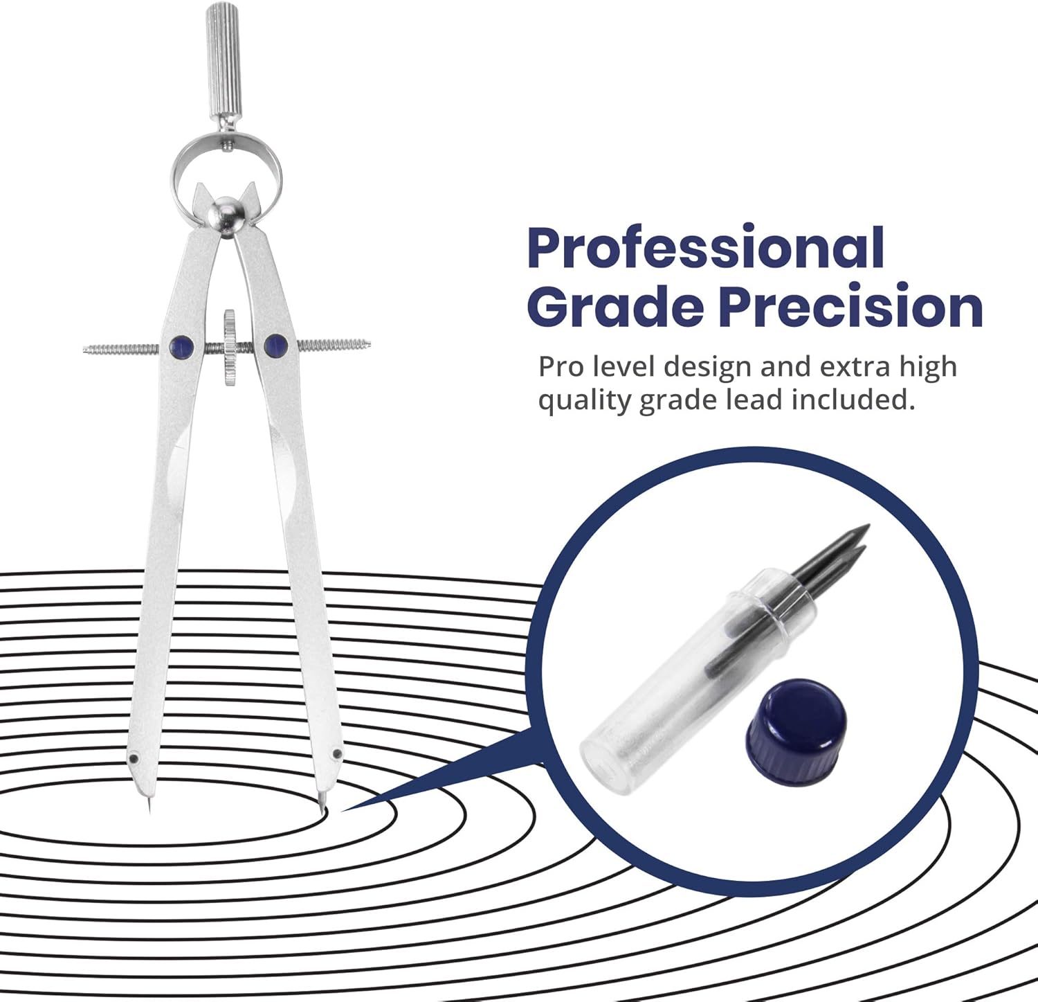 Pacific Arc Metal Professional Compass, Perfect Spring Bow Compass for Math, Geometry, or Drafting, Up to 8" Diameter Large, Comes with Lead and Lock: Home & Kitchen