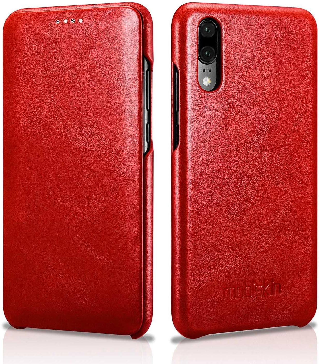 Mobiskin case compatible with Huawei P20 (5.8 inch display), cover with genuine leather, book-style protective phone case