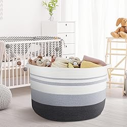 WISELIFE Storage Basket Large Cotton Rope Basket
