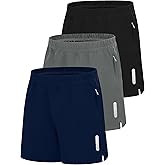 EXARUS Boys Athletic Shorts 4"/6" Quick Dry Lightweight Adjustable Elastic Waist Pockets Basketball Soccer Running