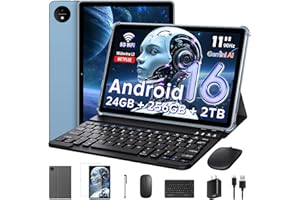 Tablette Android 16 11" avec clavier, 24 Go de RAM + 256 Go de ROM (2 To d'extension), T7250 Octa-Core, 1920 x 1200 IPS FHD, 