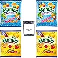 Mamba Fruit Chews and Tropics Assorted Candy, Individually Wrapped Candies 3.52 oz (pack of 4) - Bundle with 1 pack of Five Stars Brands Mini Tissues Pocket