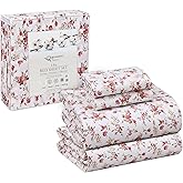 RUVANTI 100% Cotton Sheets – Queen Size Percale Bedding, Cooling & Breathable Floral Design, Durable with a Crisp, Soft & Comfortable Feel, 16" Deep Pocket, 4-Piece Set, Bouquet