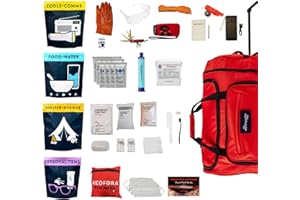 REDFORA Complete Earthquake Bag - 3 Day Emergency kit for Earthquakes, Hurricanes, Wildfires, Floods + Other disasters