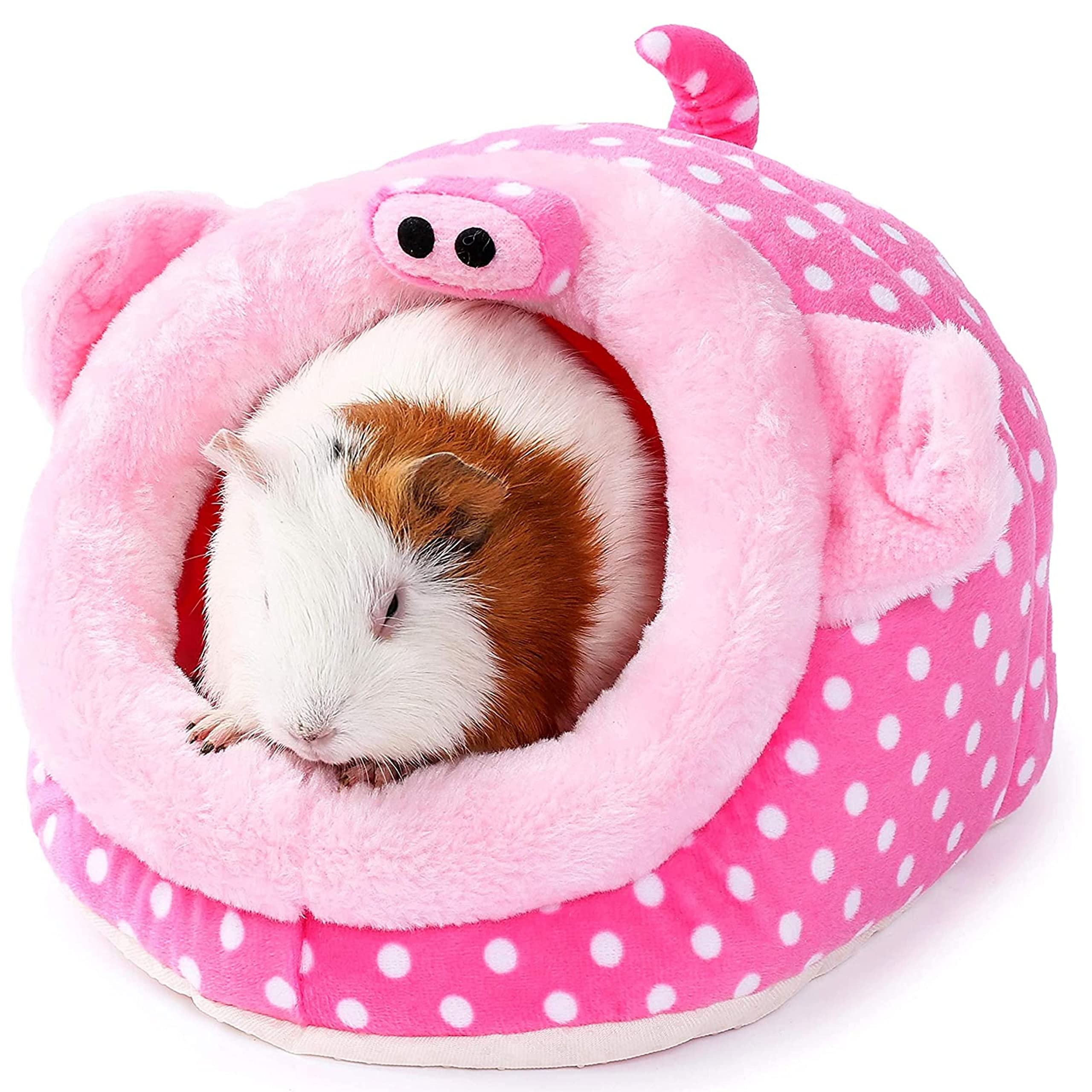 JanYoo Animal Bed Guinea Pig Accessories Cage Habitat Toy Hideout House Washable(L,Pig)