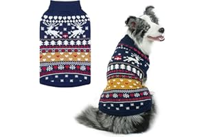 PUPTECK Christmas Dog Sweaters for Cold Weather, Soft Outfit Warm Winter Coat Knitted Dog Clothes for Small Medium Large Doggies Puppy Indoor Outdoor Walking, Colorful Design, Classic
