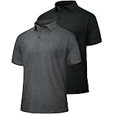 BOOJO Polo Shirts for Men - Quick Dry Moisture Wicking Black Short Sleeve Performance Golf T Shirts for Casual Work Athletic