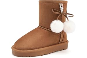 Stelle Girls Boys Boots Kids Snow Winter Boots Outdoor Ankle Warm Slip On Faux Fur Lined Lightweight Shoes(Toddler/Little Kids/Big Kids)