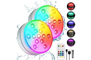 SUNY SMILING Pool Lights, Rechargeable Submersible LED Lights with Remote Waterproof Pool Lights for Inground Pool 17 Colors Changing Underwater Pool Lights for Pool,Hot tub Aquarium,Vase,Fountains,Party(2 Pcs)