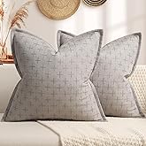 ZWJD Pillow Covers 18x18 Set of 2 Soft Polyester Textured Pillow Covers with Stylish Flange Edge Cozy Farmhouse Throw Pillows for Couch Bed Sofa Living Room