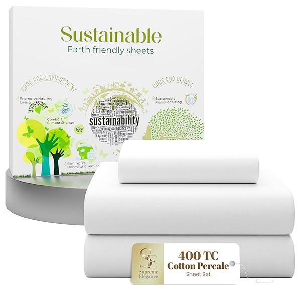 SUPREME ELEGANCE 100% COTTON BLUSH SHEETS FOR QUEEN...