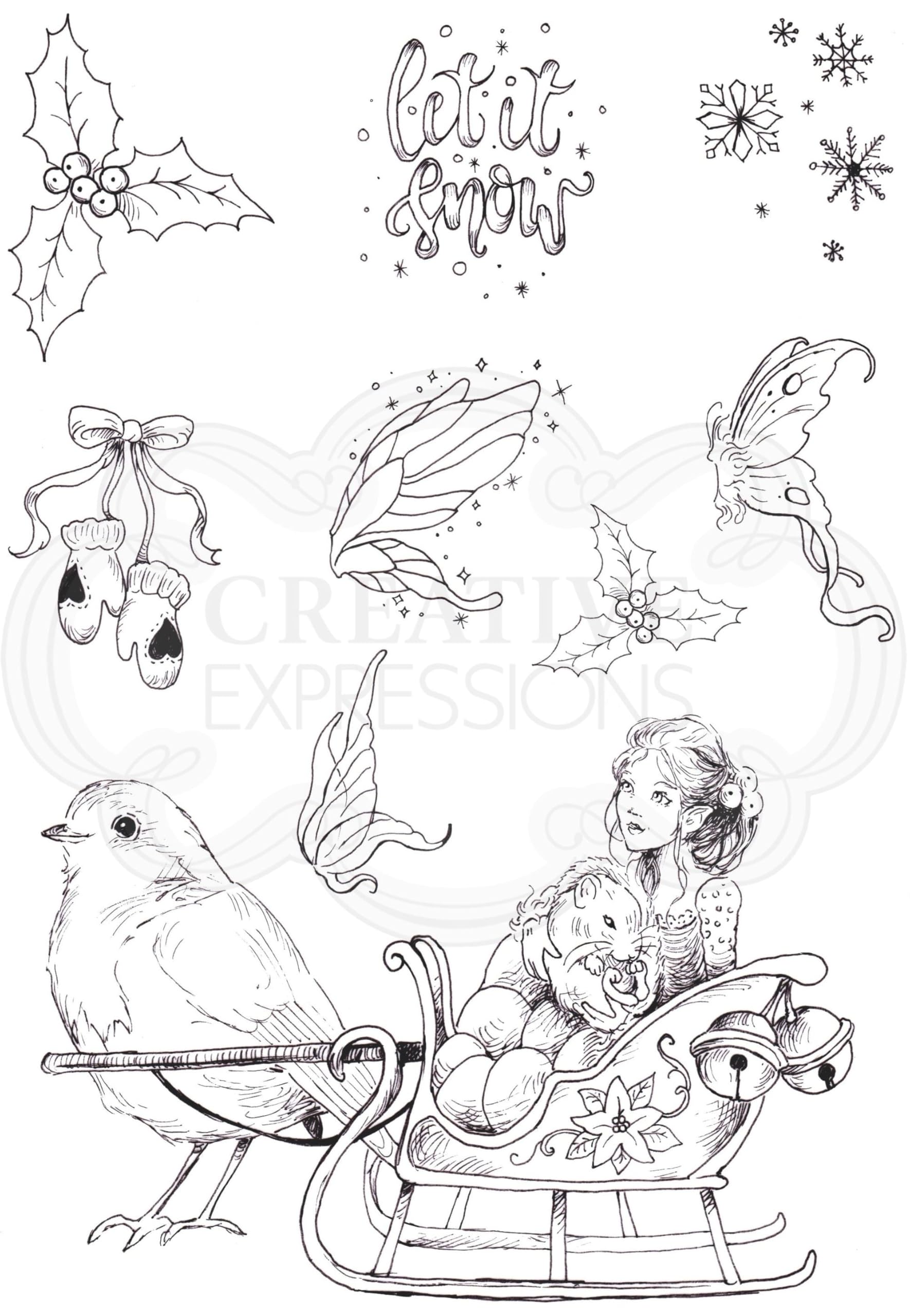 Pink Ink Designs Sleigh Bells Ring-Clear Stamp Set, A5