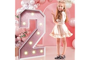 Imprsv Marquee Numbers Rose-Gold 3FT: Rose Gold Party Decor - Light Up Number 2 Large 3 Feet Tall - Birthday Decorations for Him Her 2rd 20th 21st