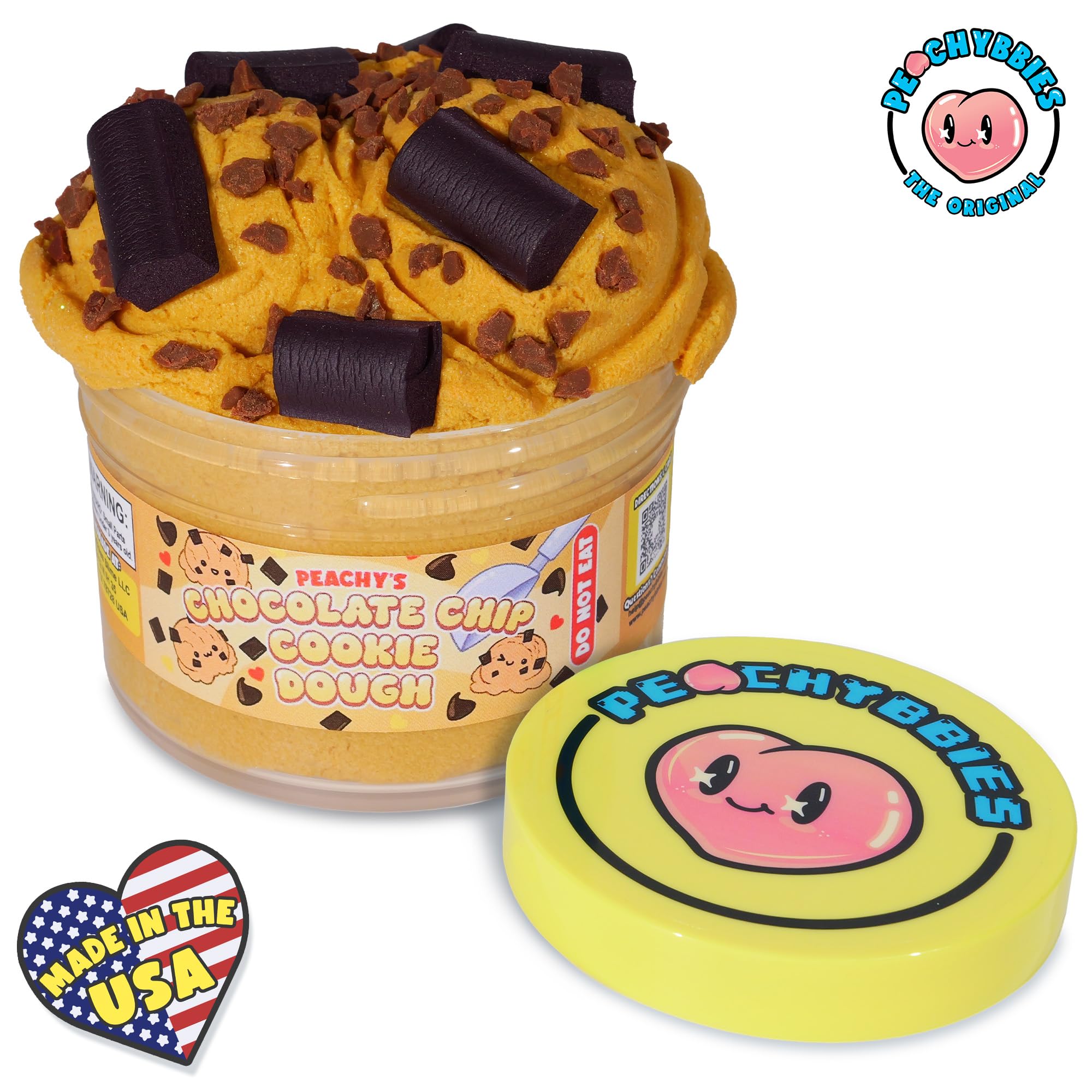 Peachybbies Slime Chocolate Chip Cookie Dough Cloud Slime - Made in USA Premium, 100% Authentic, 7 oz., Scented for Kids, ASMR, Axolotl Gifts, Fidget Toys