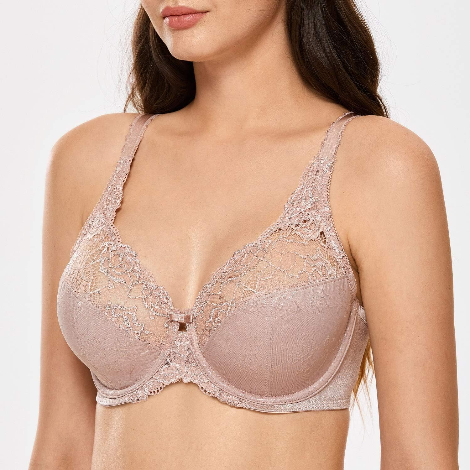 DELIMIRA Women's Beauty Lace Non Padded Minimizer Full Figure Underwire Bra at  Women’s Clothing store