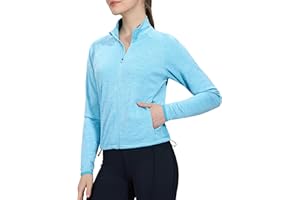 MIER Womens Athletic Jackets Light Weight Cropped Zip Up Workout Running Jacket UPF 50+ Full Zip UV Shirts with Pockets