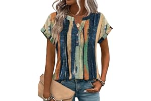 Zeagoo Womens Short Sleeve Henley Tops V Neck Dressy Casual Blouses Summer Trendy Tee Shirts Fashion Clothes