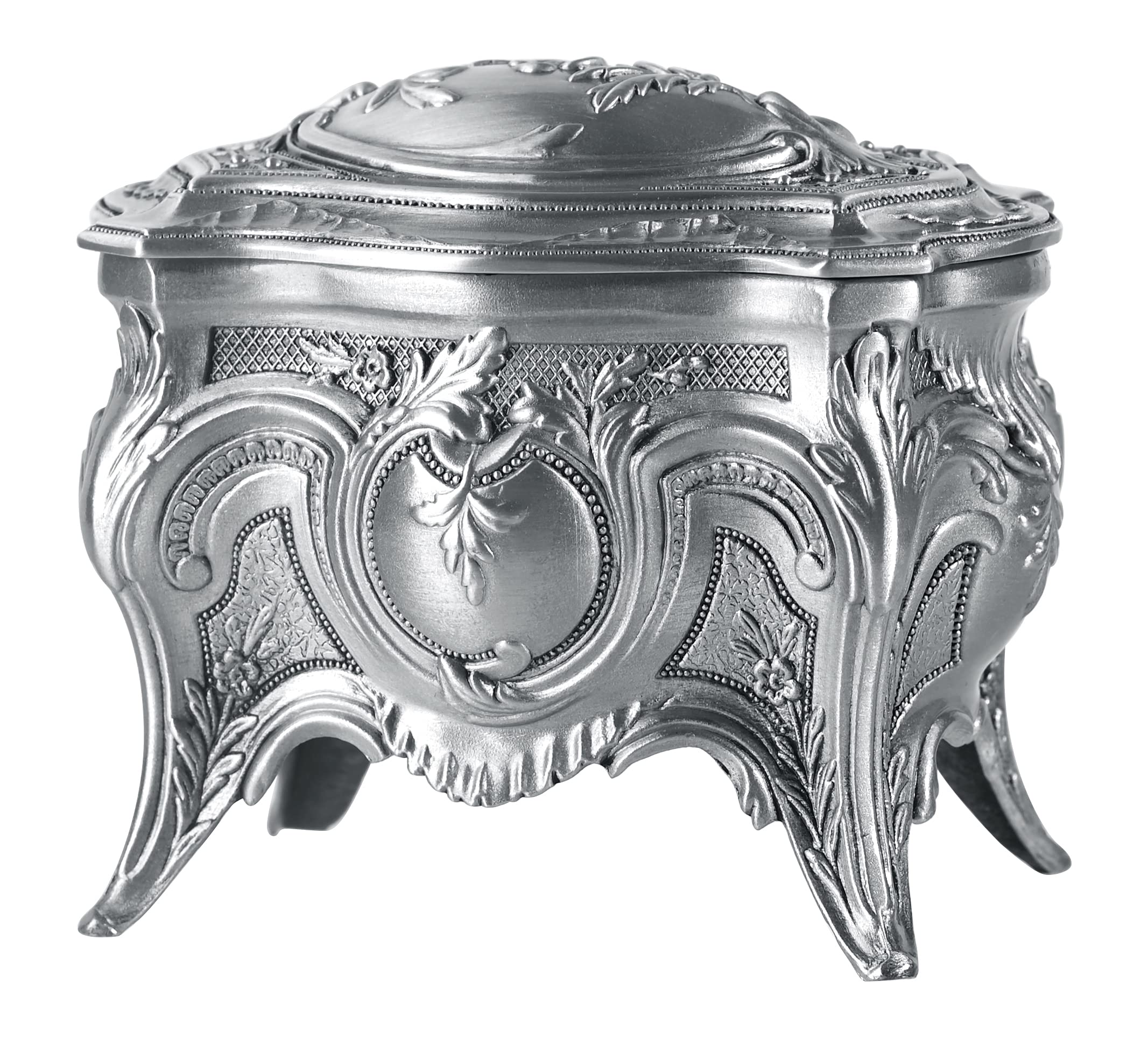 INFINIONLY Jewelry Box for Women, Tin Alloy Jewelry Box, Vintage Square Metal Jewelry Box, Four-Legged Jewelry Box Carved Roses, Jewelry Storage Box, handicrafts, no Deformation, no Rust