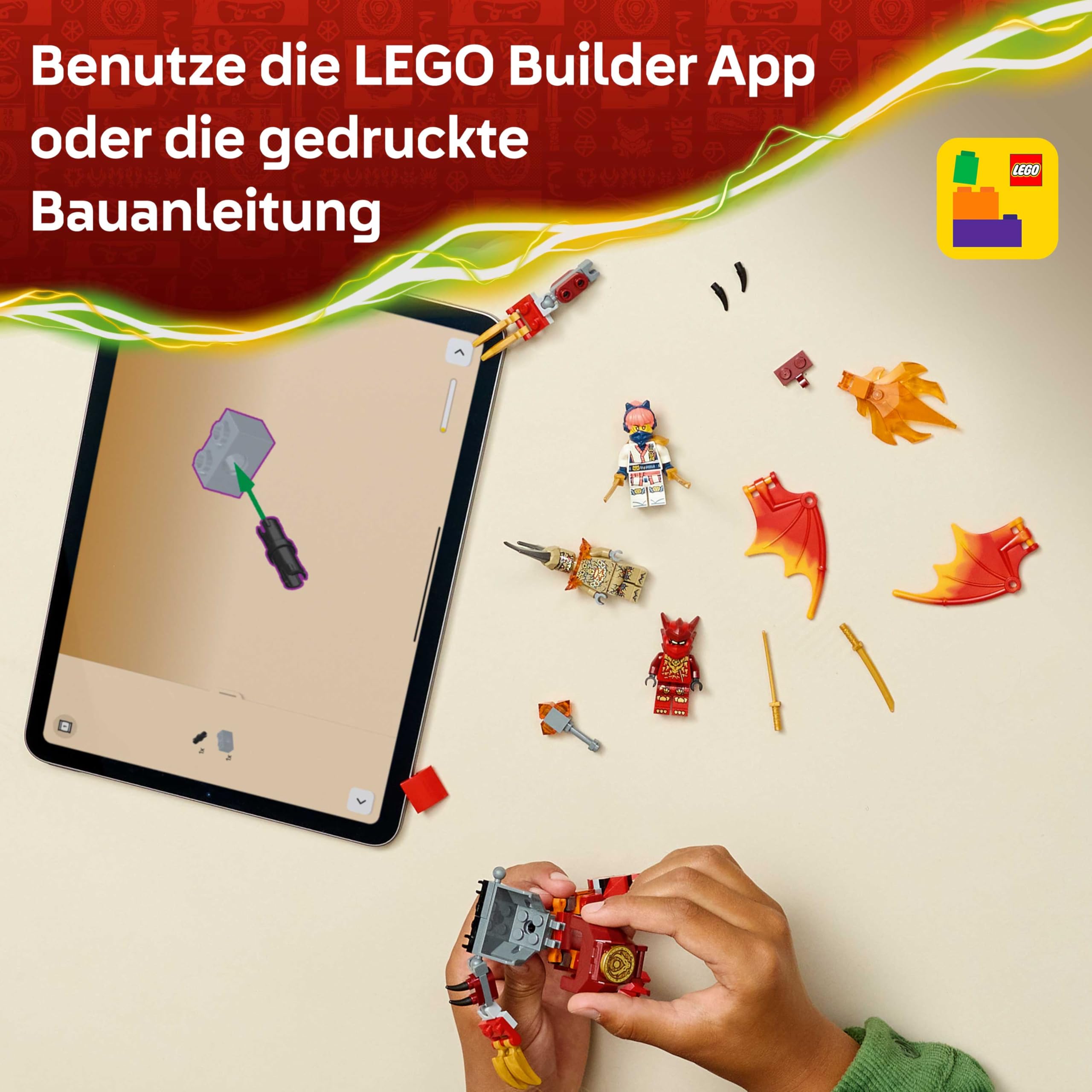 LEGO NINJAGO Kais Drachen-Mech Battle Set - Ninja Spielzeug für Jungen und Mädchen - Modellbau mit Actionfigur, 3 Minifiguren und Katanas - Geschenk für Kinder ab 6 Jahren - 71851 6