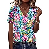 AKEWEI Womens Tops Short Sleeve Shirts for Women V Neck Business Casual Tunic Spring Fashion Clothes 2026