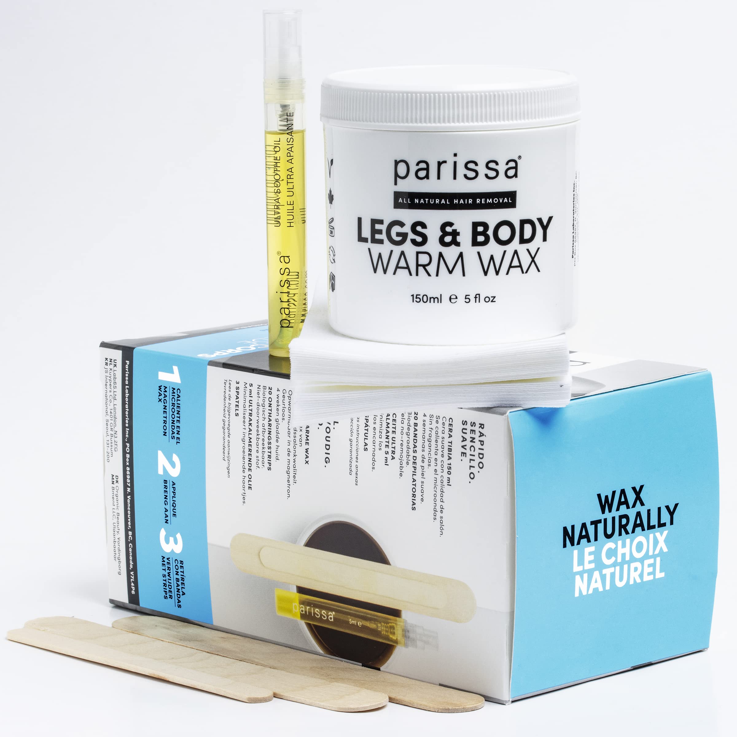 Parissa Legs & Body Warm Wax Kit | Salon-Style Microwavable Wax for Coarse Hair Removal on Face & Body | Vegan | At-Home Hair Removal Kit | 150ml (5 Fl Oz)