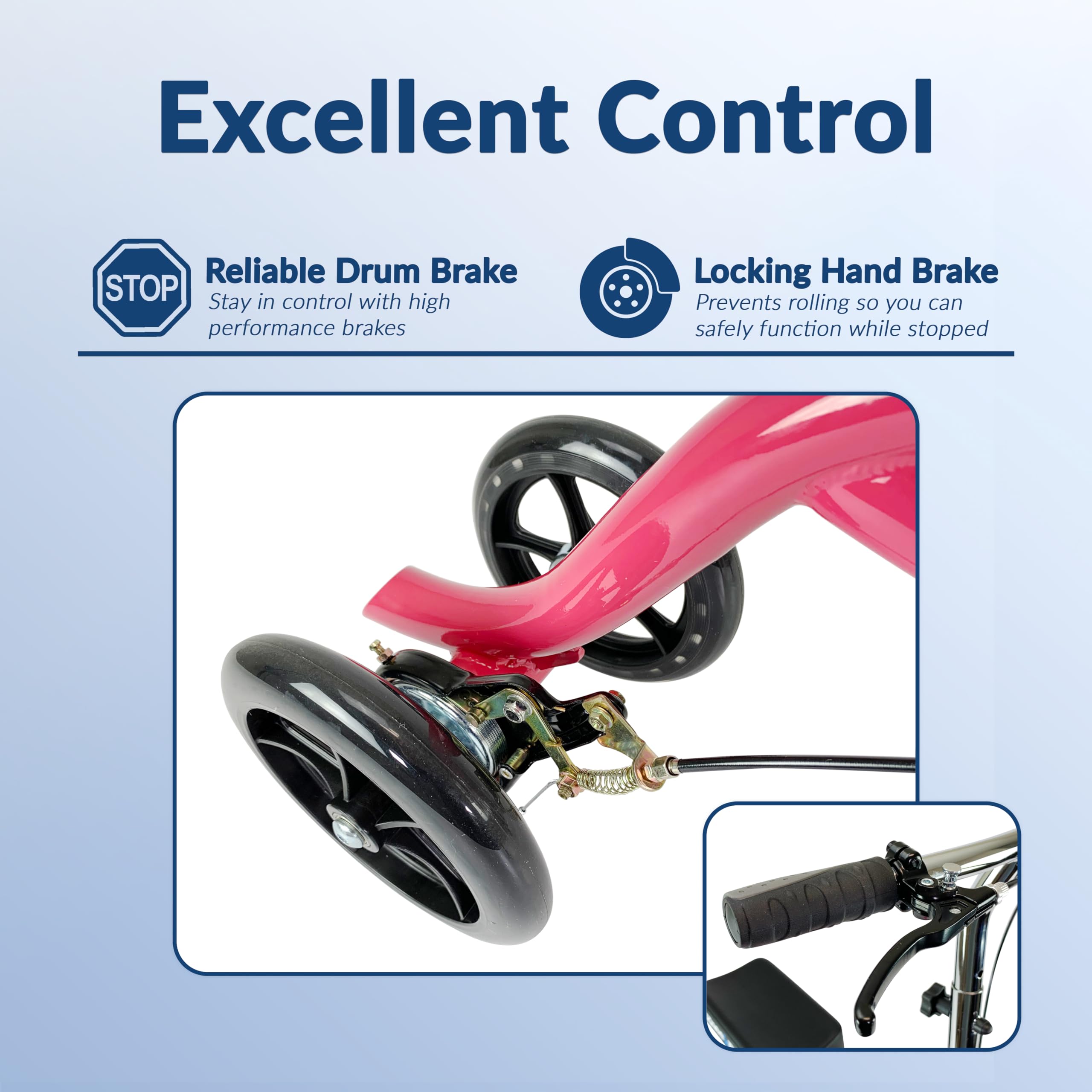 KneeRover Steerable Knee Scooter Knee Walker for Adults for Foot Surgery, Broken Ankle, Foot Injuries - Foldable Knee Rover Scooter for Broken Foot Injured Leg Crutch Alternative with Basket Hot Pink