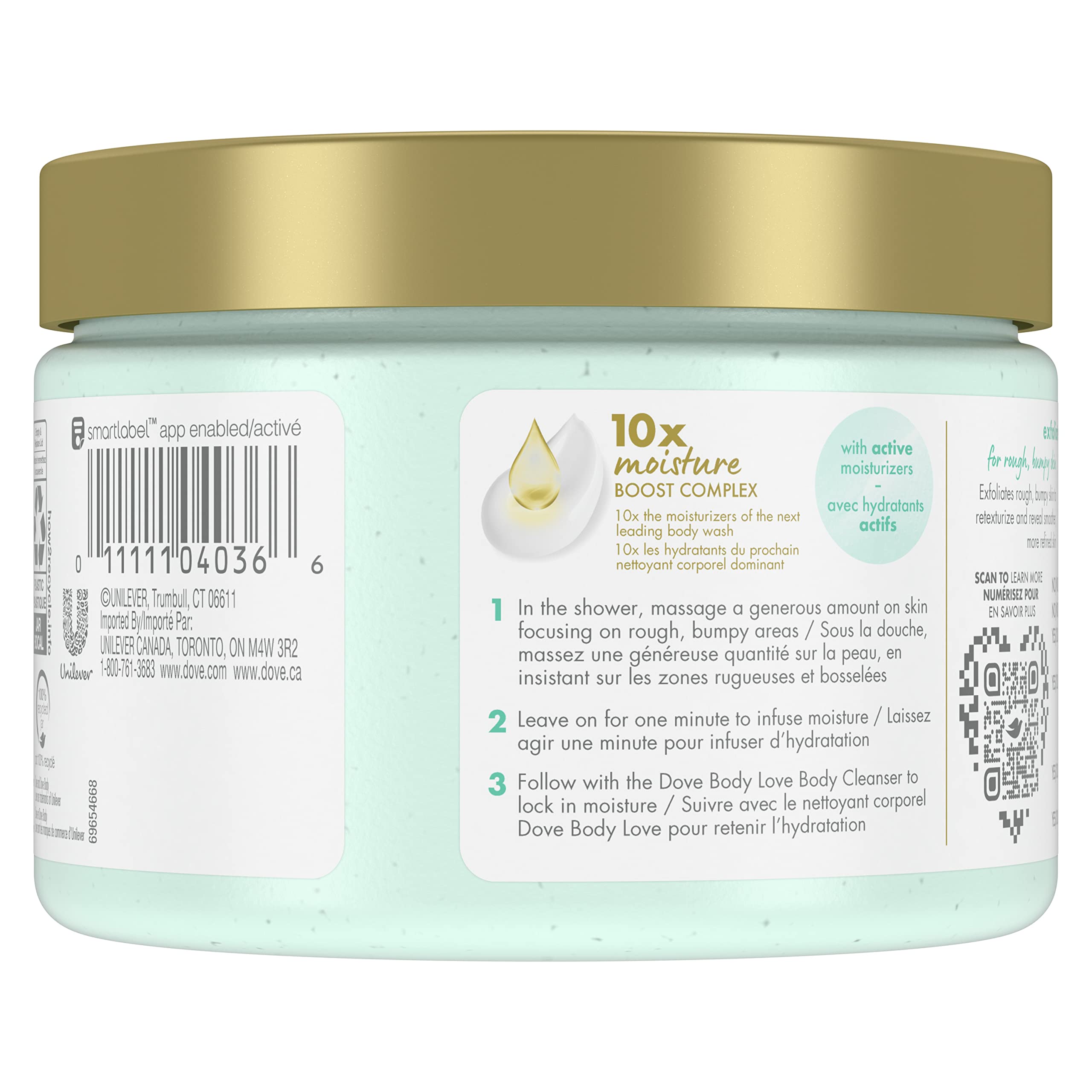 Dove Body Love Body Polish Exfoliate Away 3 Count for Rough, Bumpy Skin Body Scrub with AHAs for Silky Smooth Skin 12 oz