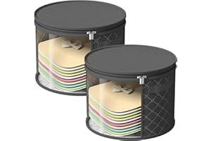 Veki 2pack Clear Hat Organizer for Closet, Hat Boxes for Women Storage With Dustproof Lids, Hat Box for Travel and Storage, Cowboy Hat, Stackable Round Brim Hats Organizer Bag Container (Pure Black)