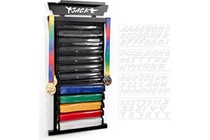 Tilhumt 12 Belts Karate Belt Display Rack with Stickers, Taekwondo Belt Display with Trophy/Photo Rack, Felt Dustproof Design