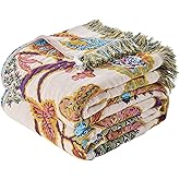 ERZVND Boho Throw Blanket for Bed, Sofa,Cozy Lightweight Bohemian Spring Blanket,100% Cotton Southwestern Farmhouse Floral Decor, Reversible Rustic Blanket, Chair, Picnic Throw Blanket,50"x60"