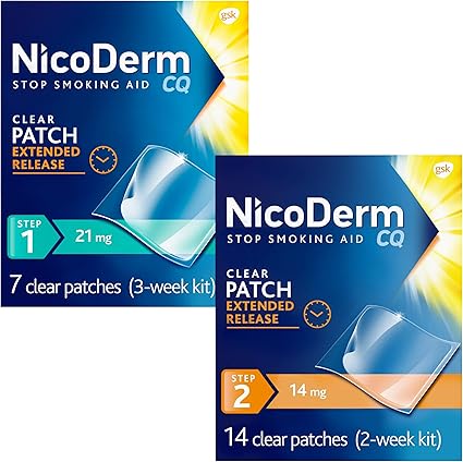 Amazon Com Nicoderm Cq Nicotine Patch Clear Step 2 To Quit Smoking 14mg 14 Count Nicoderm Cq Nicotine Patch Clear Step 1 To Quit Smoking 21mg 7 Count Health Personal Care