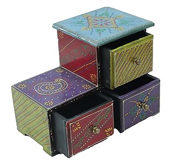 Phoenix Artworld Wooden Decorative Handmade Drawer Storage Chest Set