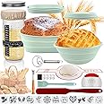 Clakioom Banneton Bread Proofing Basket Sourdough Starter Kit, 34oz Sourdough Jar, 2 Silicone Proofing Bowls, Bread Sling Mat